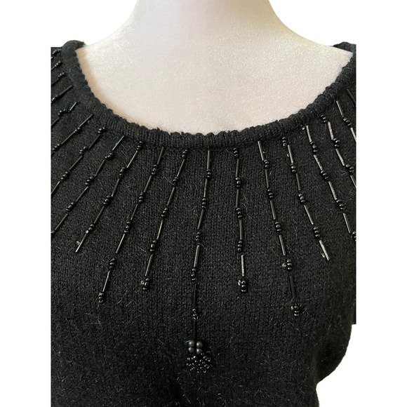 Vintage OHI Black Acrylic/Rayon Beaded Sweater Classy  M - Picture 4 of 5